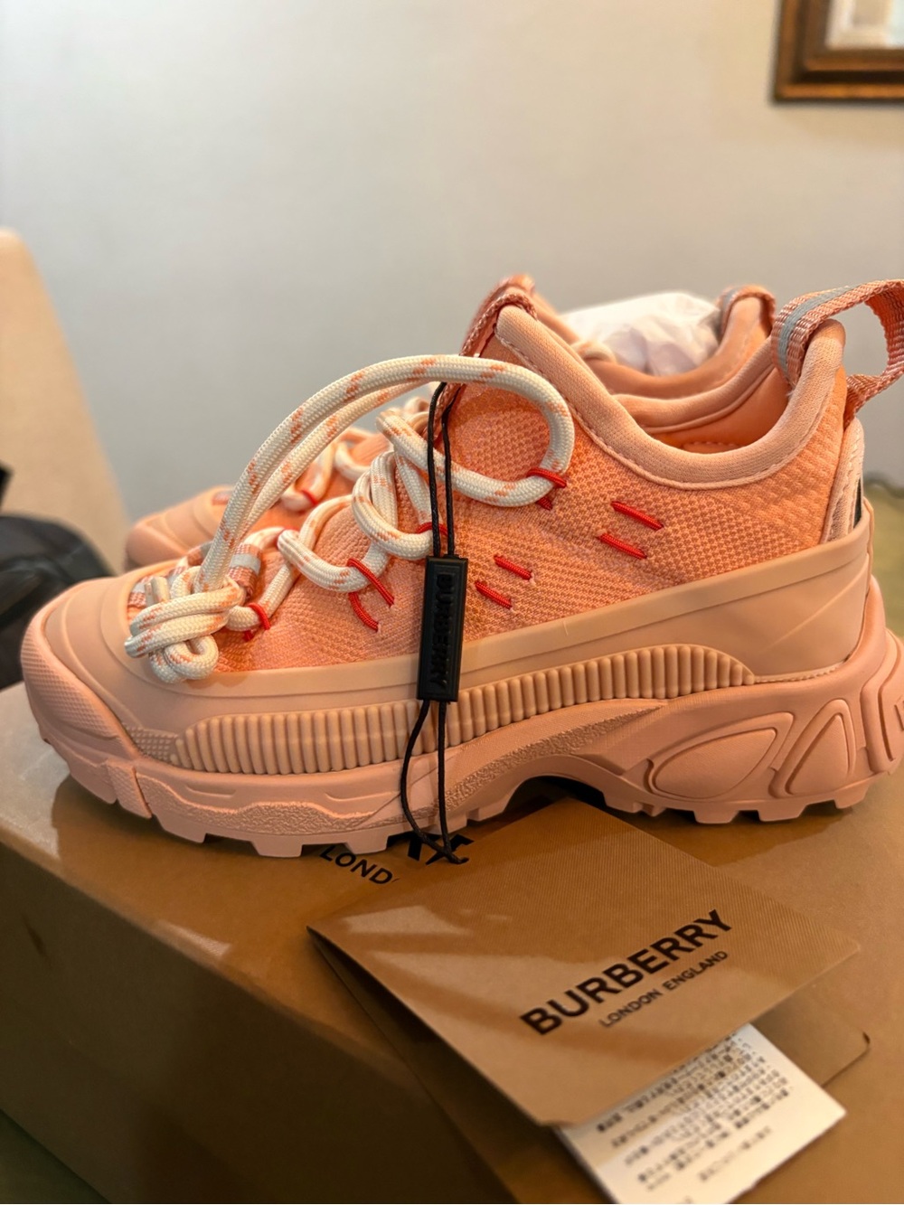 Burberry Kids Peach-Pink Chunky Athletic Sneaker